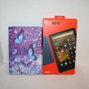 Amazon HD 10 Fire Tablet (11TH GEN)  w Butterfly Case Bundle 32 G / 1080P * NEW